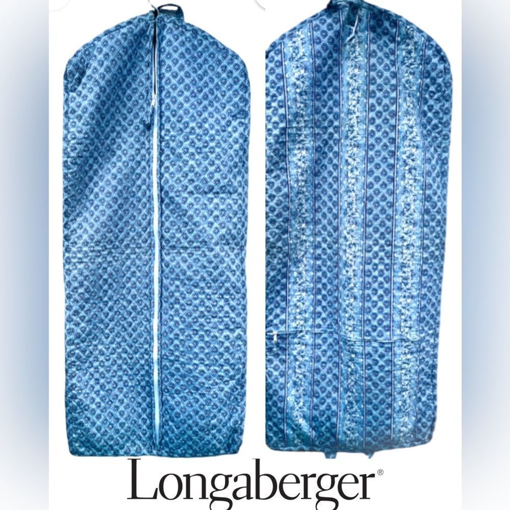 LONGABERGER THE TRAVEL SERIES BLUE FLORAL WEEKENDER GARMENT BAG - Picture 2 of 13